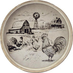 Pfaltzgraff Farmyard Rooster 12 Piece Farmhouse Style Dinnerware Set, Service for 4, Plate Bowl with High Rims, Rustic Design, Brown Black