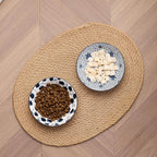 Ceramic Cat Bowls Set of 2, Vintage Blue and White Pet Dog Bowl for Food & Water, 5.5 in Small Kitten Wide Shallow Dishes for Indoor Cats