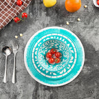 Melamine Dinnerware Sets -12 Piece Plates and Bowls Set for Indoor and Outdoor Use, Lightweight,Teal color,Green