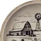 Pfaltzgraff Farmyard Rooster 12 Piece Farmhouse Style Dinnerware Set, Service for 4, Plate Bowl with High Rims, Rustic Design, Brown Black