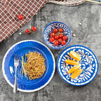Melamine Dinnerware Set - 12 Pcs Dinner Dishes Set for 4, Plates and Bowls Set for Indoor & Outdoor Use- Dishwasher Safe, Unbreakable, Blue